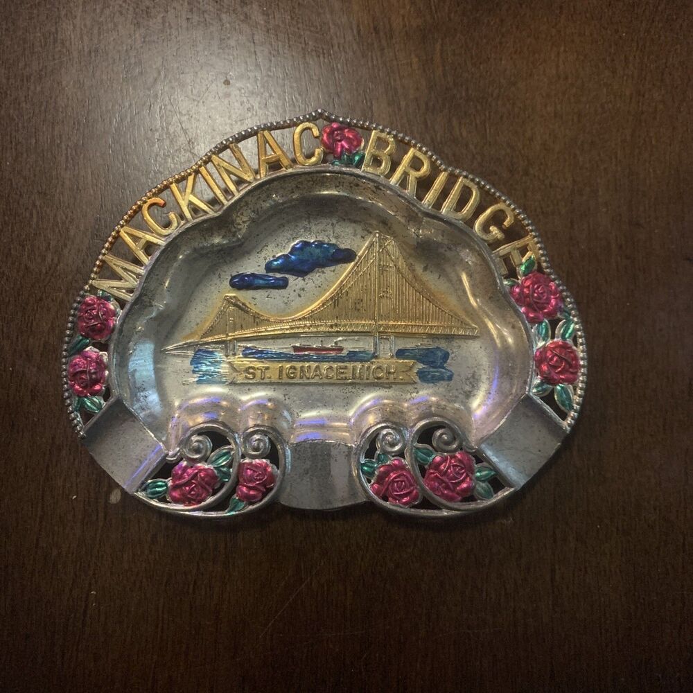 Vintage Ashtray - St. Ignace Michigan - Mackinac Bridge - Made In Japan